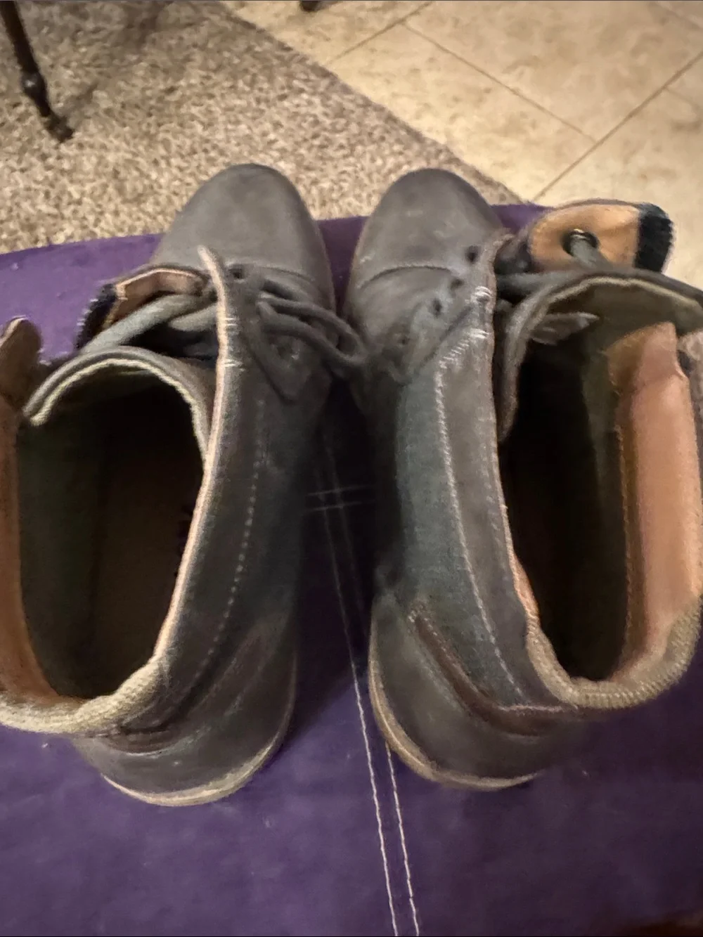 Men's Dark Gray Sonoma Leather Lace-Up Boots Sz 10 M
